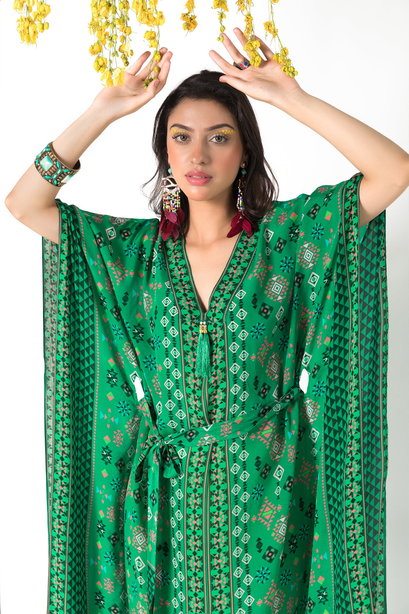 Chhavvi Aggarwal Green printed kaftan indian designer online shopping melange singapore