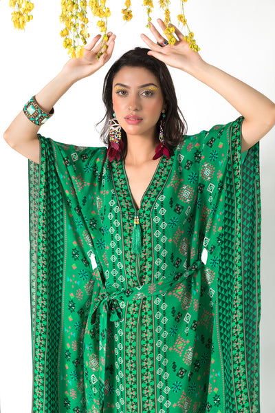 Chhavvi Aggarwal Green printed kaftan indian designer online shopping melange singapore