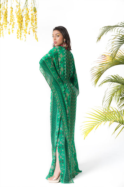 Chhavvi Aggarwal Green printed kaftan indian designer online shopping melange singapore