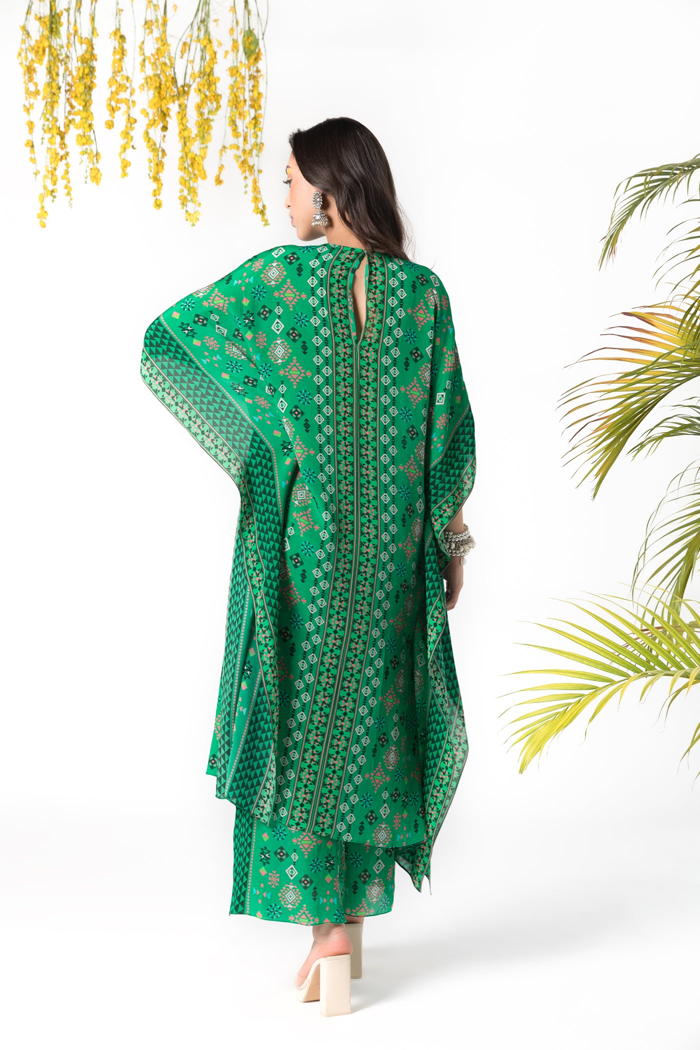 Chhavvi Aggarwal Green printed kaftan set indian designer online shopping melange singapore