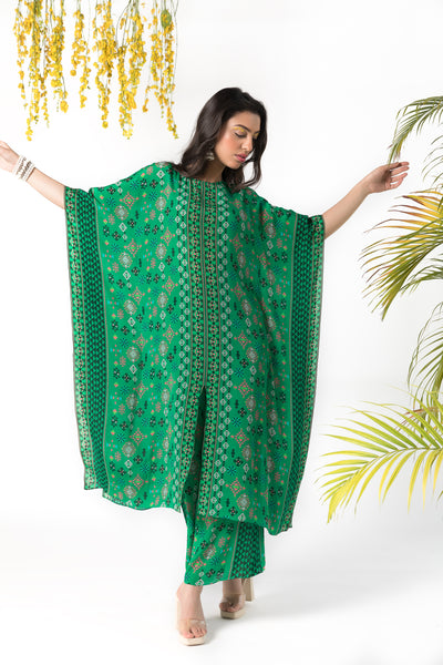 Chhavvi Aggarwal Green printed kaftan set indian designer online shopping melange singapore