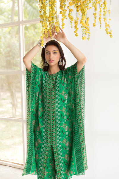 Chhavvi Aggarwal Green printed kaftan set indian designer online shopping melange singapore