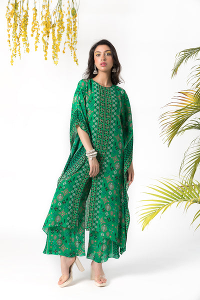 Chhavvi Aggarwal Green printed kaftan set indian designer online shopping melange singapore