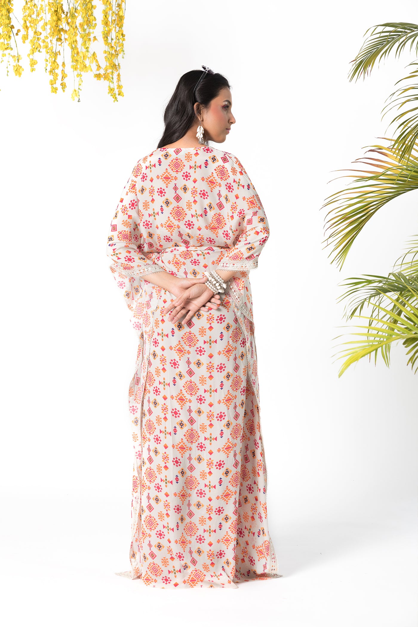 Chhavvi Aggarwal Grey printed kaftan indian designer online shopping melange singapore