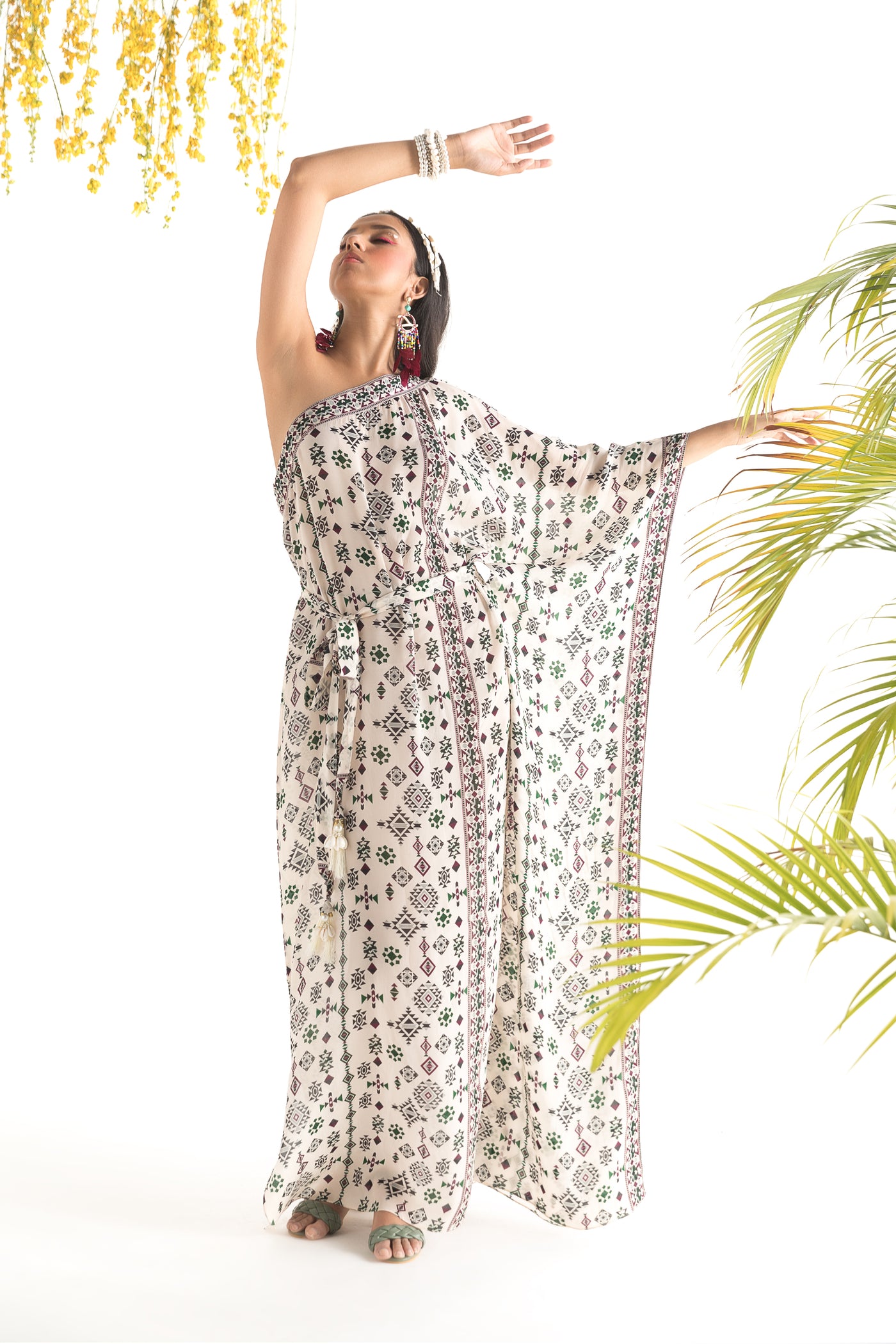 Chhavvi Aggarwal Ivory printed kaftan indian designer online shopping melange singapore