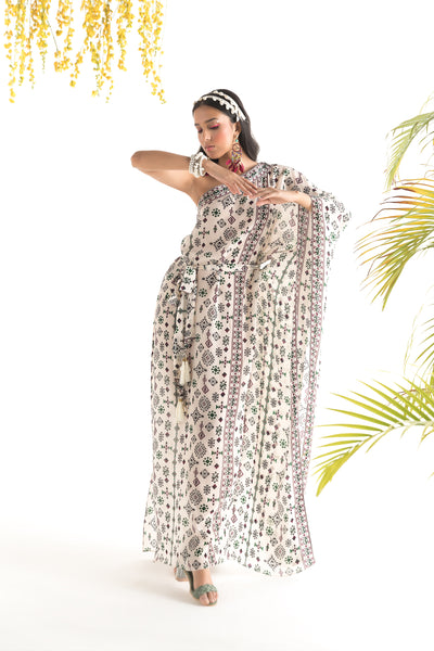 Chhavvi Aggarwal Ivory printed kaftan indian designer online shopping melange singapore