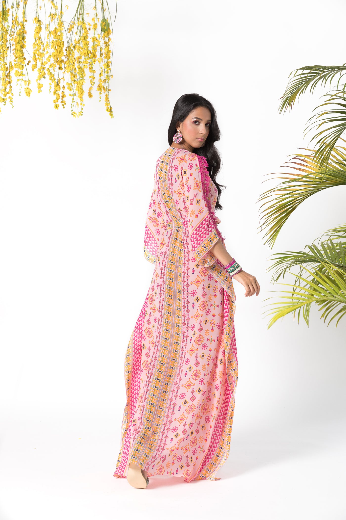 Chhavvi Aggarwal Pink printed kaftan indian designer online shopping melange singapore