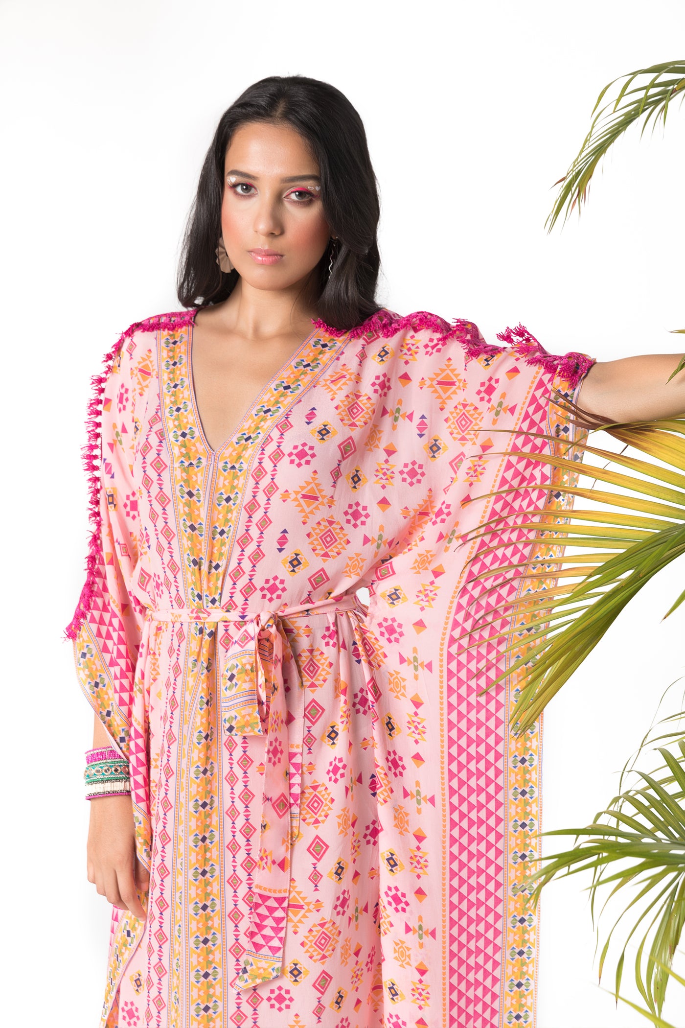 Chhavvi Aggarwal Pink printed kaftan indian designer online shopping melange singapore