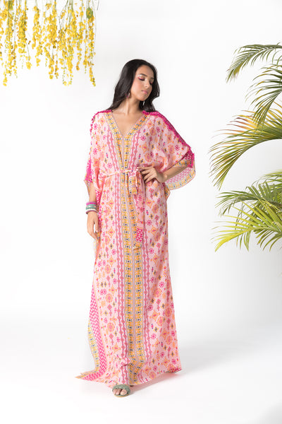 Chhavvi Aggarwal Pink printed kaftan indian designer online shopping melange singapore