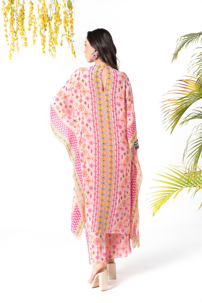 Chhavvi Aggarwal Pink printed kaftan set indian designer online shopping melange singapore