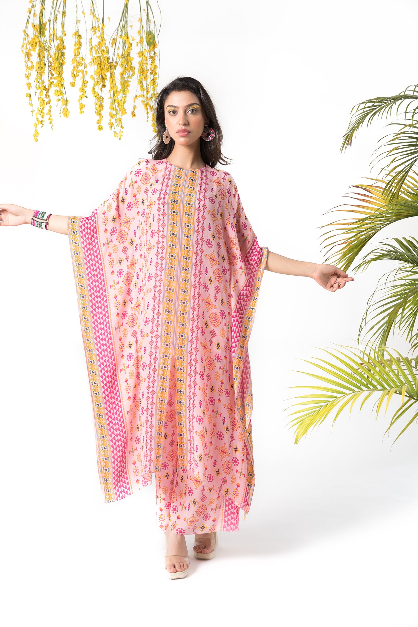 Chhavvi Aggarwal Pink printed kaftan set indian designer online shopping melange singapore