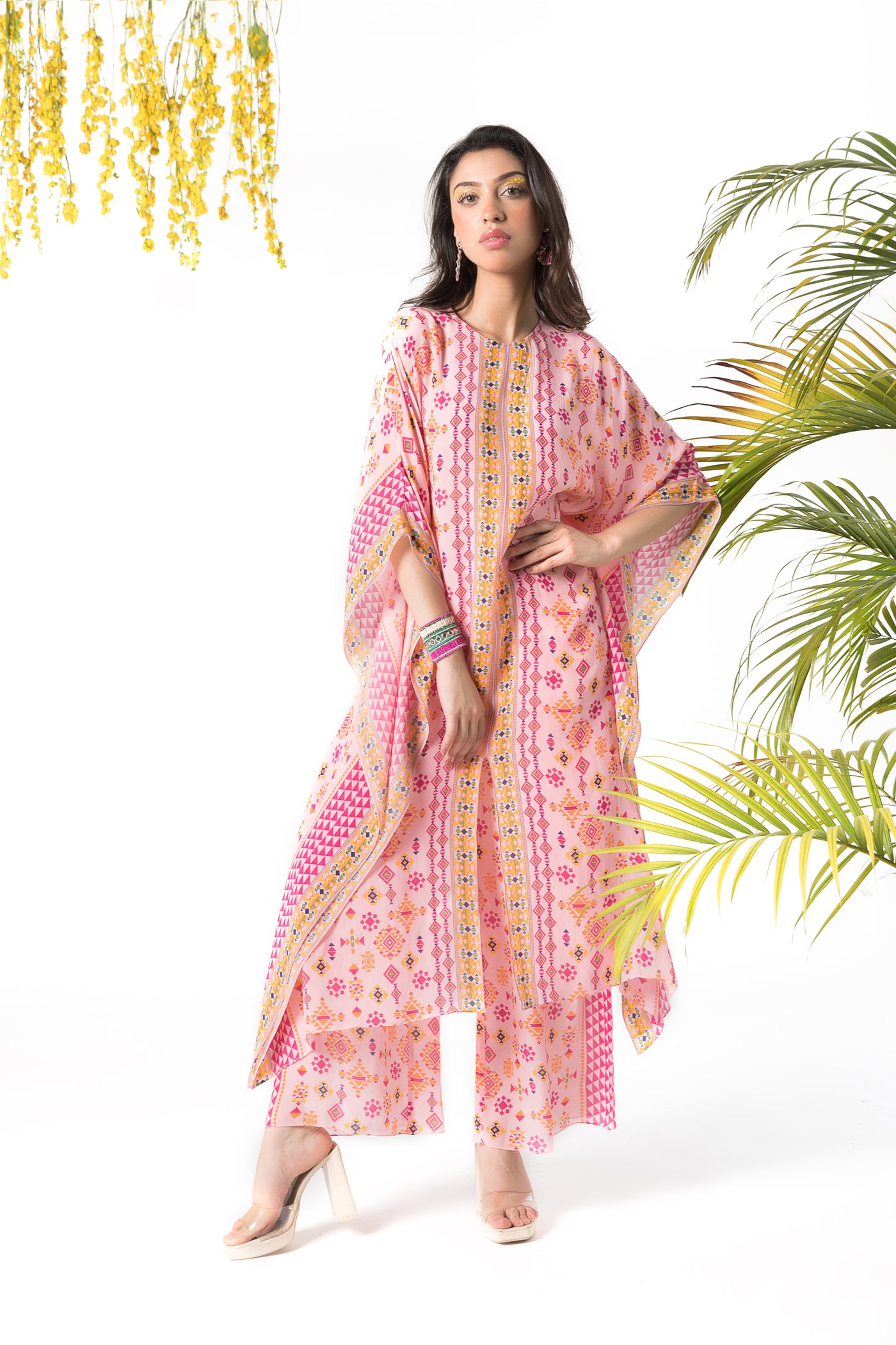 Chhavvi Aggarwal Pink printed kaftan set indian designer online shopping melange singapore