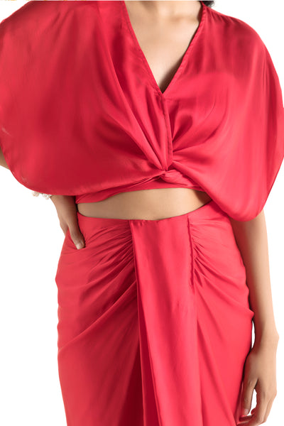 Chhavvi Aggarwal Red Colored Skirt Set indian designer online shopping melange singapore