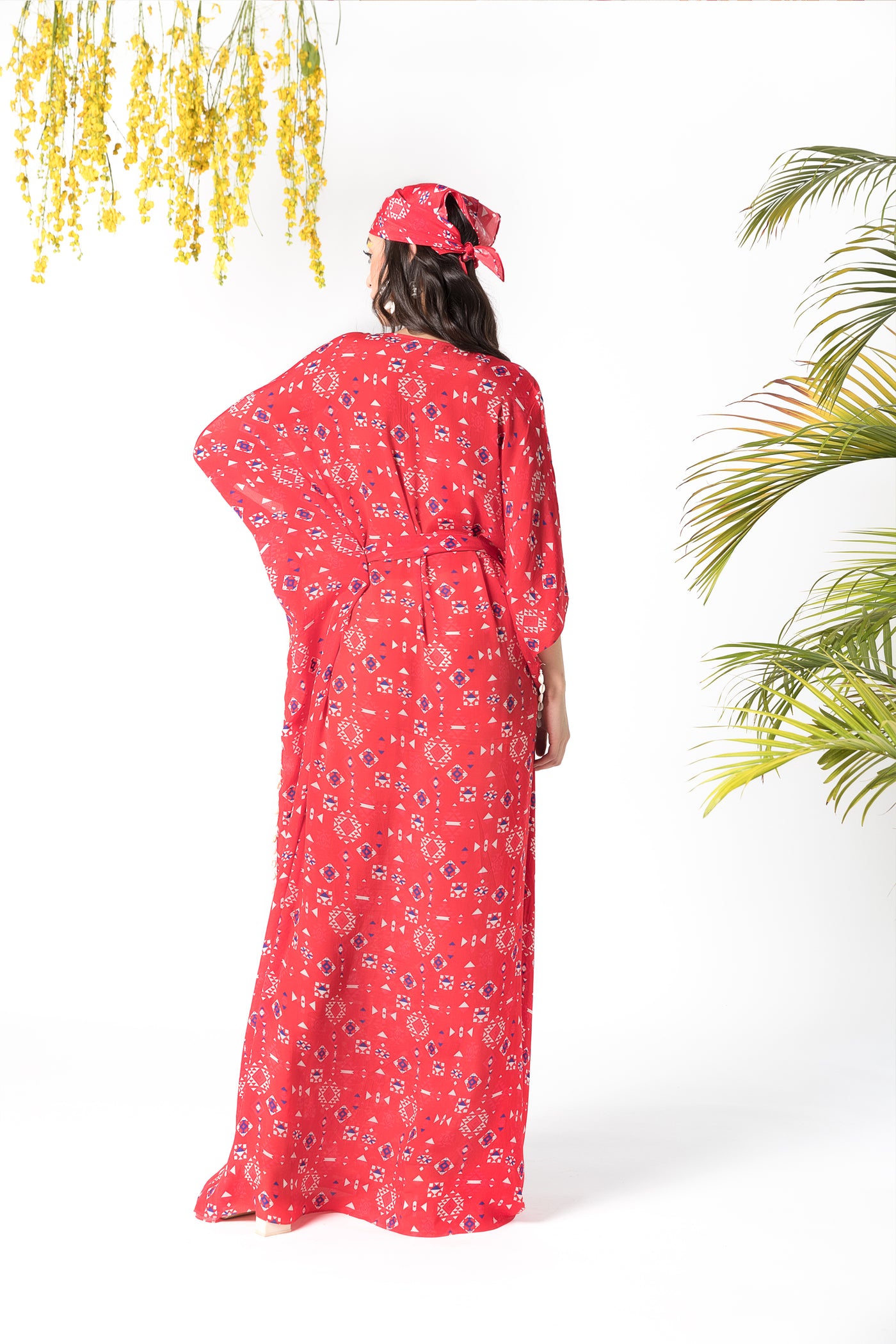Chhavvi Aggarwal Red printed kaftan indian designer online shopping melange singapore