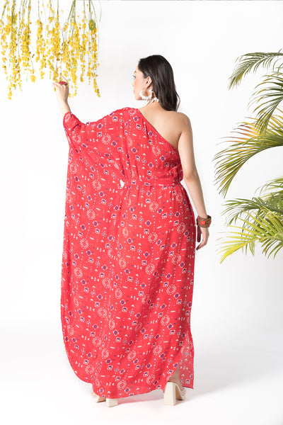 Chhavvi Aggarwal Red printed kaftan Red indian designer online shopping melange singapore