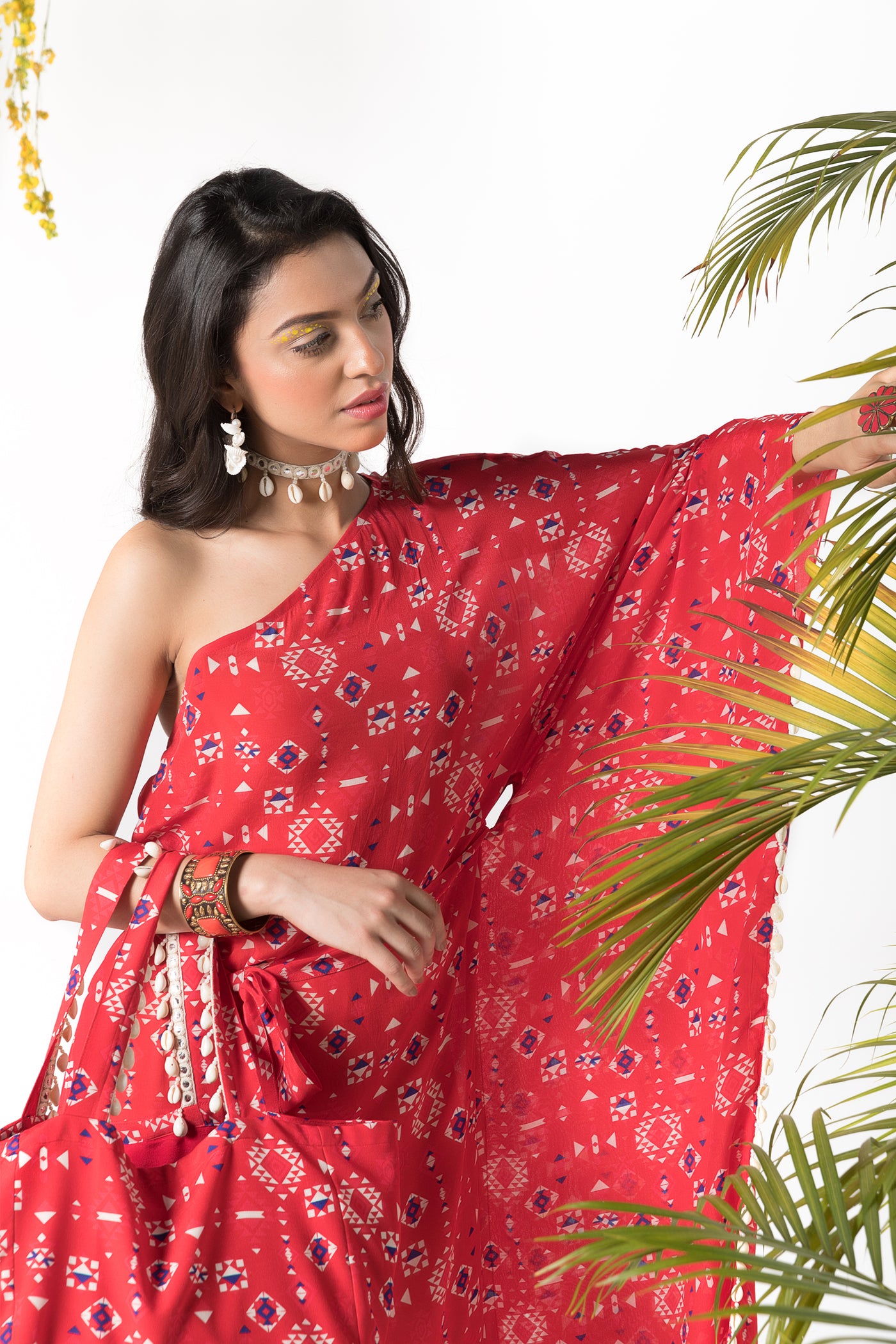 Chhavvi Aggarwal Red printed kaftan Red indian designer online shopping melange singapore