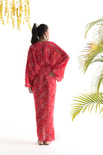 Chhavvi Aggarwal Red Printed Kaftan Dress indian designer online shopping melange singapore