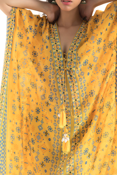 Chhavvi Aggarwal Yellow Printed kaftan indian designer online shopping melange singapore