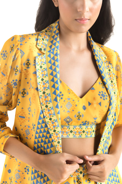 Chhavvi Aggarwal Yellow Printed Co-Ord Set indian designer online shopping melange singapore