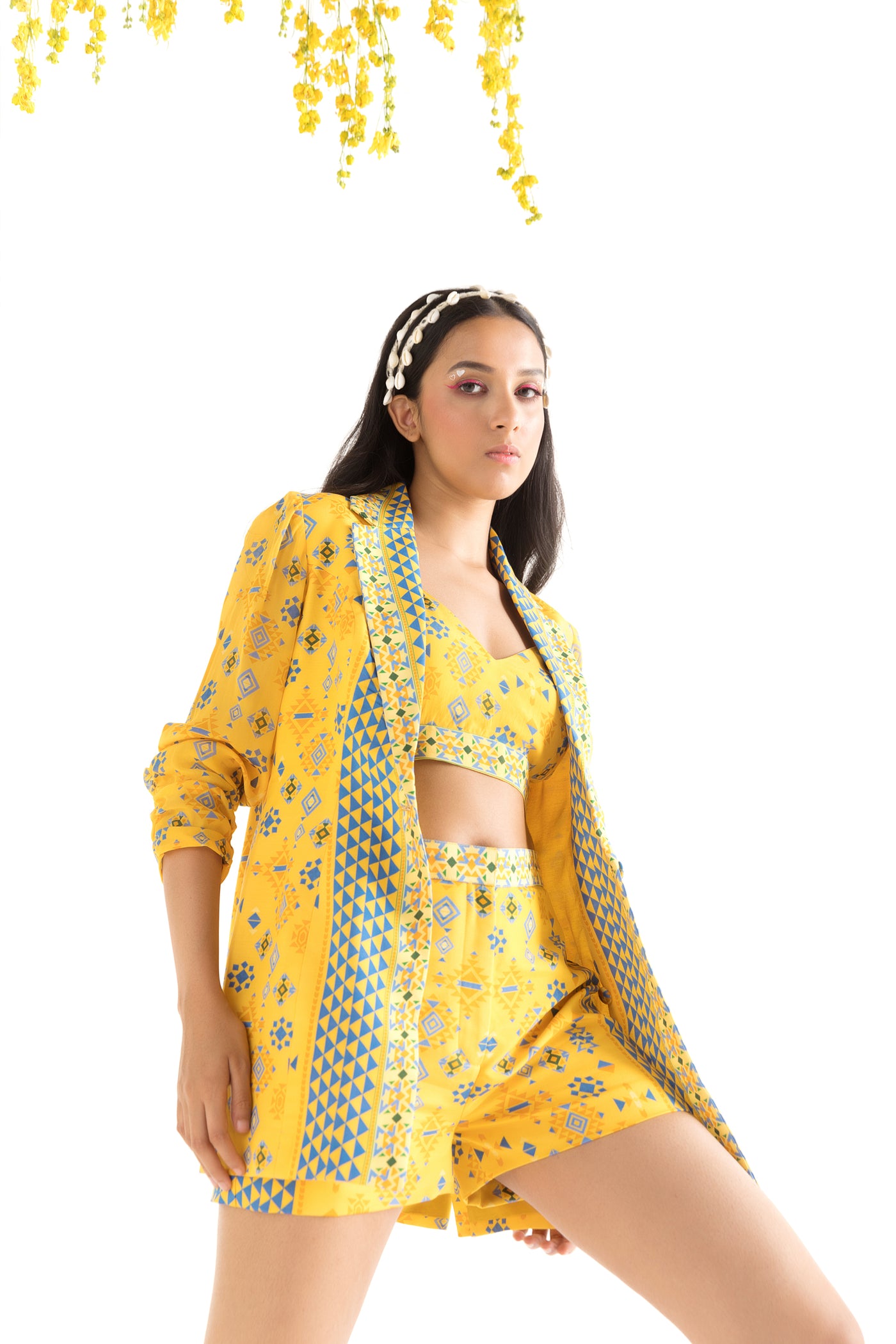 Chhavvi Aggarwal Yellow Printed Co-Ord Set indian designer online shopping melange singapore
