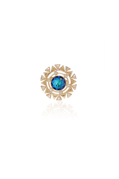 esme blooming daisy ring Bermuda blue in gold fashion imitation jewellery indian designer wear online shopping melange singapore