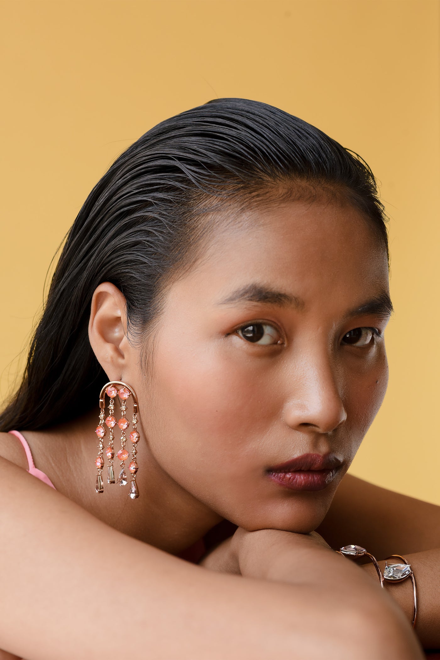 esme Watermelon Sugar Earrings fun orange fashion imitation jewellery indian designer wear online shopping melange singapore