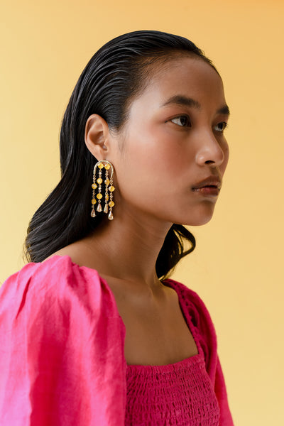 esme Watermelon Sugar Earrings pop yellow fashion imitation jewellery indian designer wear online shopping melange singapore
