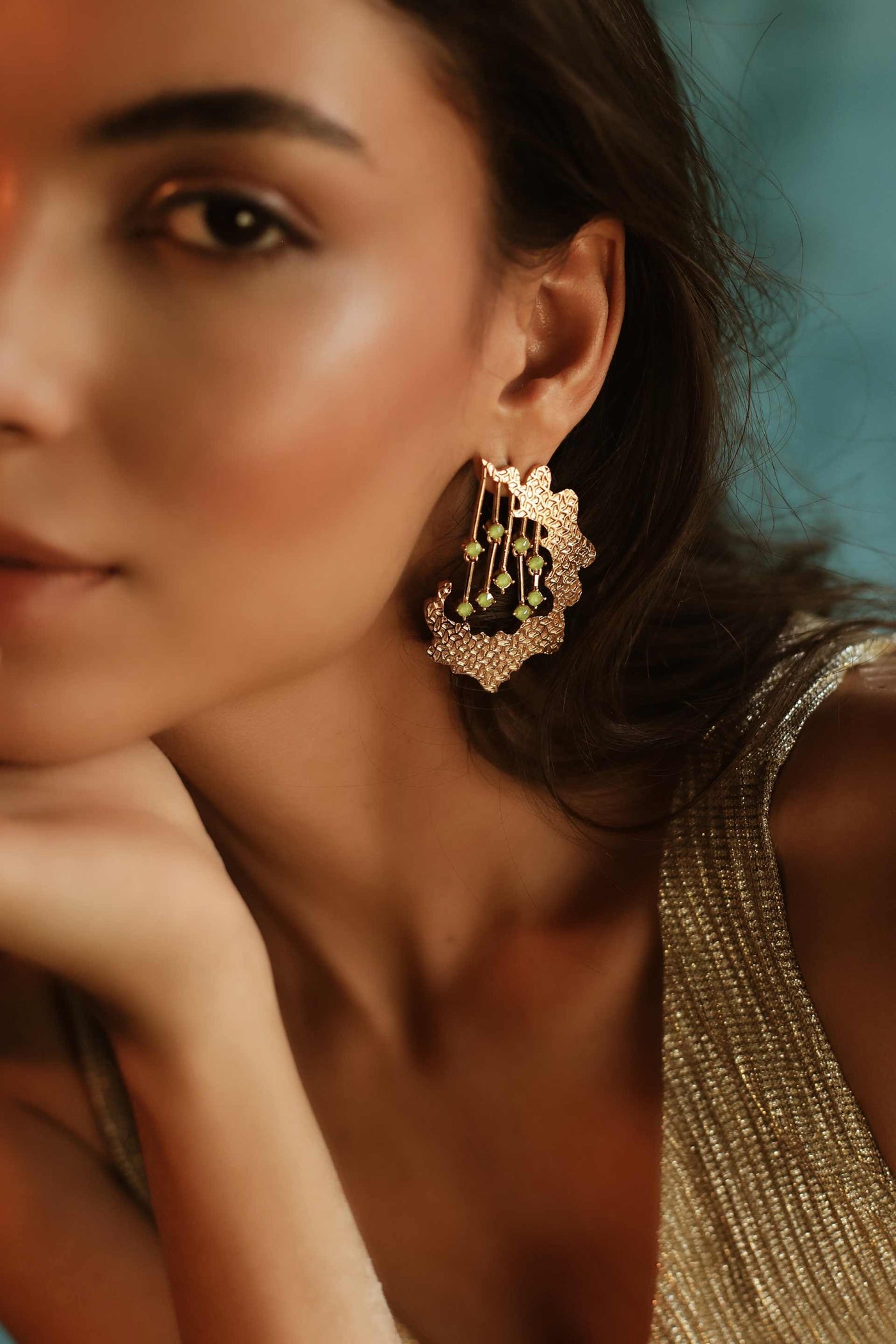 esme adella earrings green fashion jewellery indian designer wear online shopping melange singapore