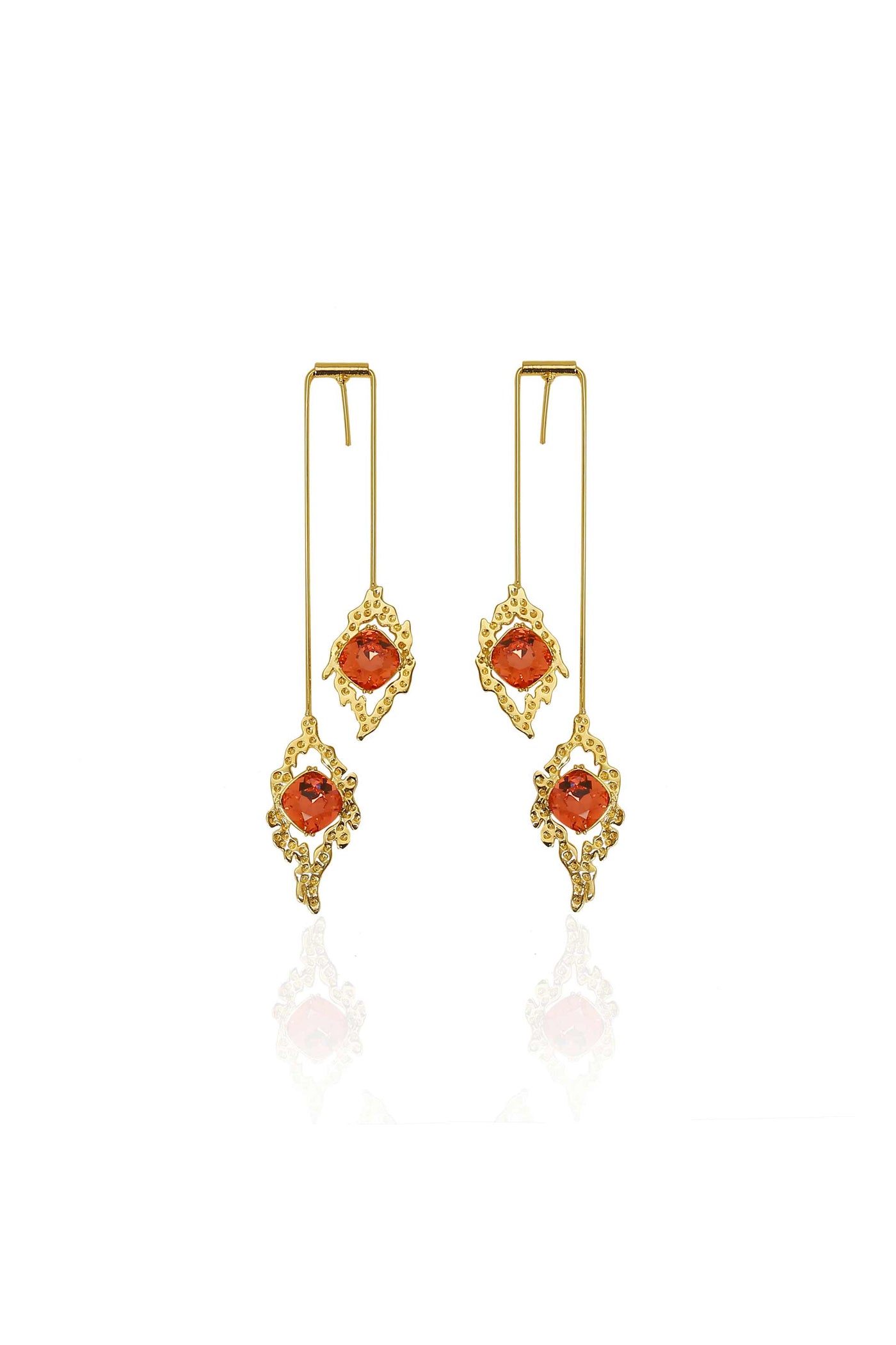 esme athena earrings coral/orange fashion jewellery indian designer wear online shopping melange singapore