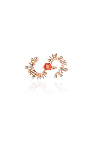 esme azure ring coral/ orange fashion jewellery indian designer wear online shopping melange singapore