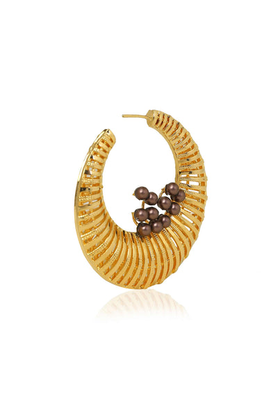 esme marella earrings brown in yellow gold fashion jewellery indian designer wear online shopping melange singapore