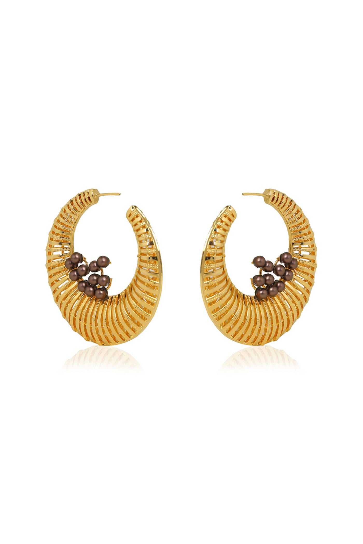 esme marella earrings brown in yellow gold fashion jewellery indian designer wear online shopping melange singapore