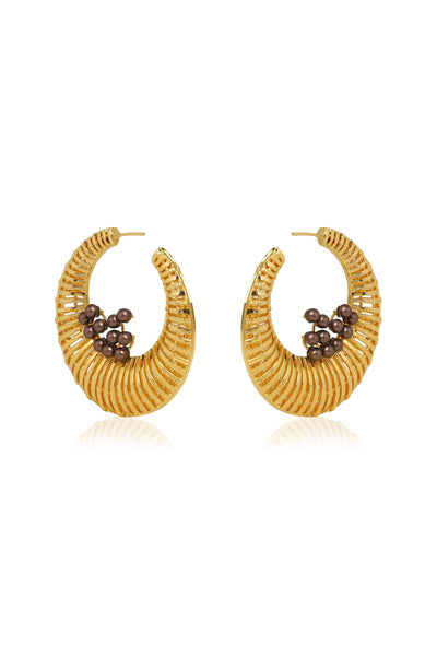 esme marella earrings brown in yellow gold fashion jewellery indian designer wear online shopping melange singapore