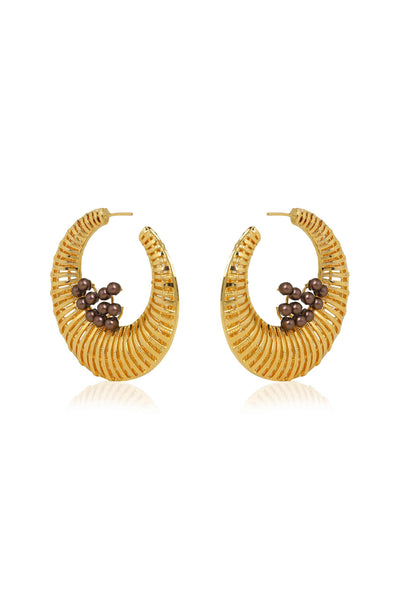 esme marella earrings brown in yellow gold fashion jewellery indian designer wear online shopping melange singapore