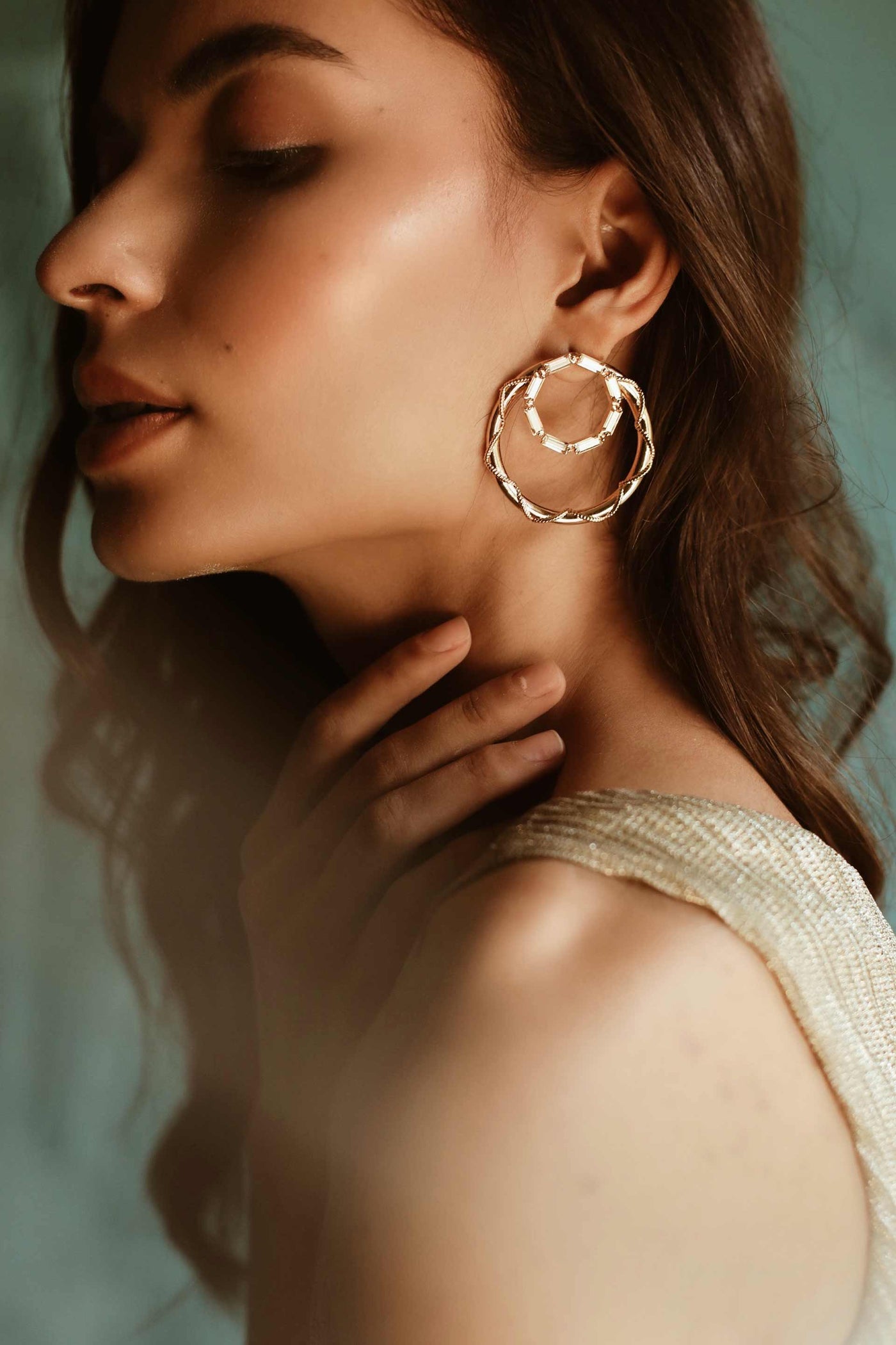esme muriel earrings gold in yellow fashion jewellery indian designer wear online shopping melange singapore