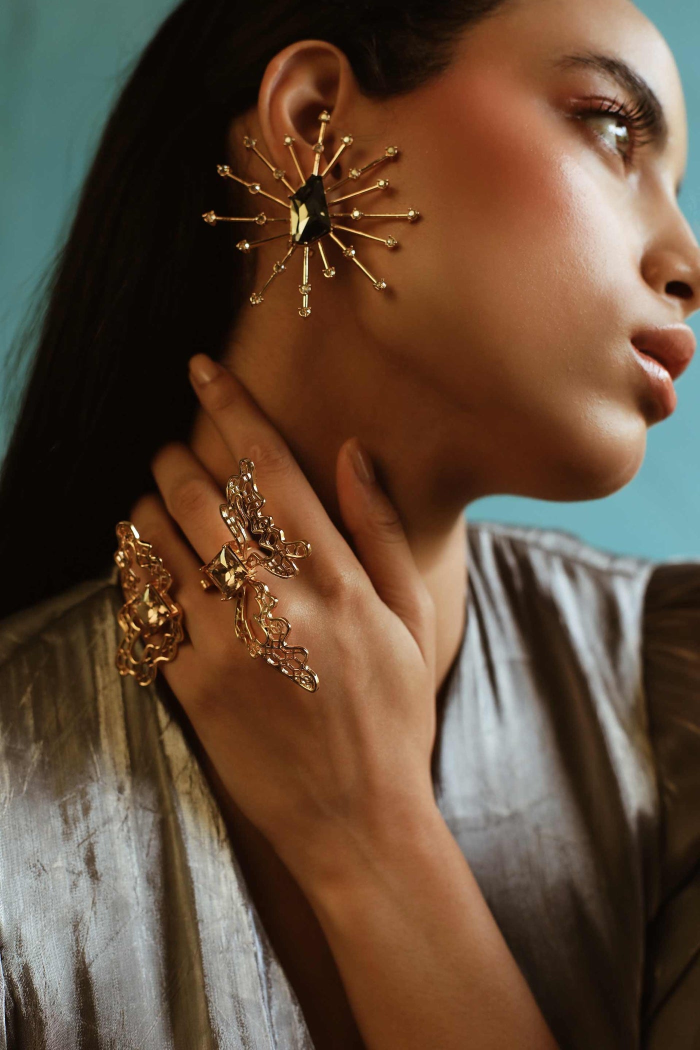 esme vanora earrings yellow gold fashion jewellery indian designer wear online shopping melange singapore