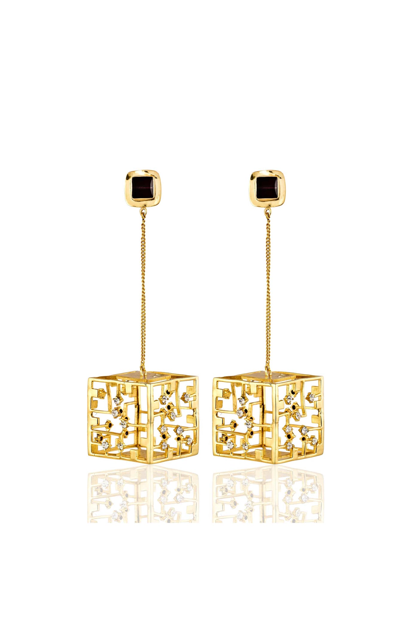 Esme Cube Earrings gold fashion jewellery online shopping melange singapore indian designer wear