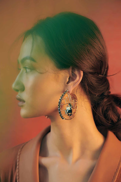 Esme Kira Earrings black rose gold fashion jewellery online shopping melange singapore indian designer wear