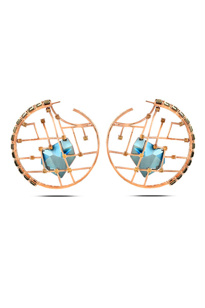 Esme Kira Earrings Blue rose gold fashion jewellery online shopping melange singapore indian designer wear