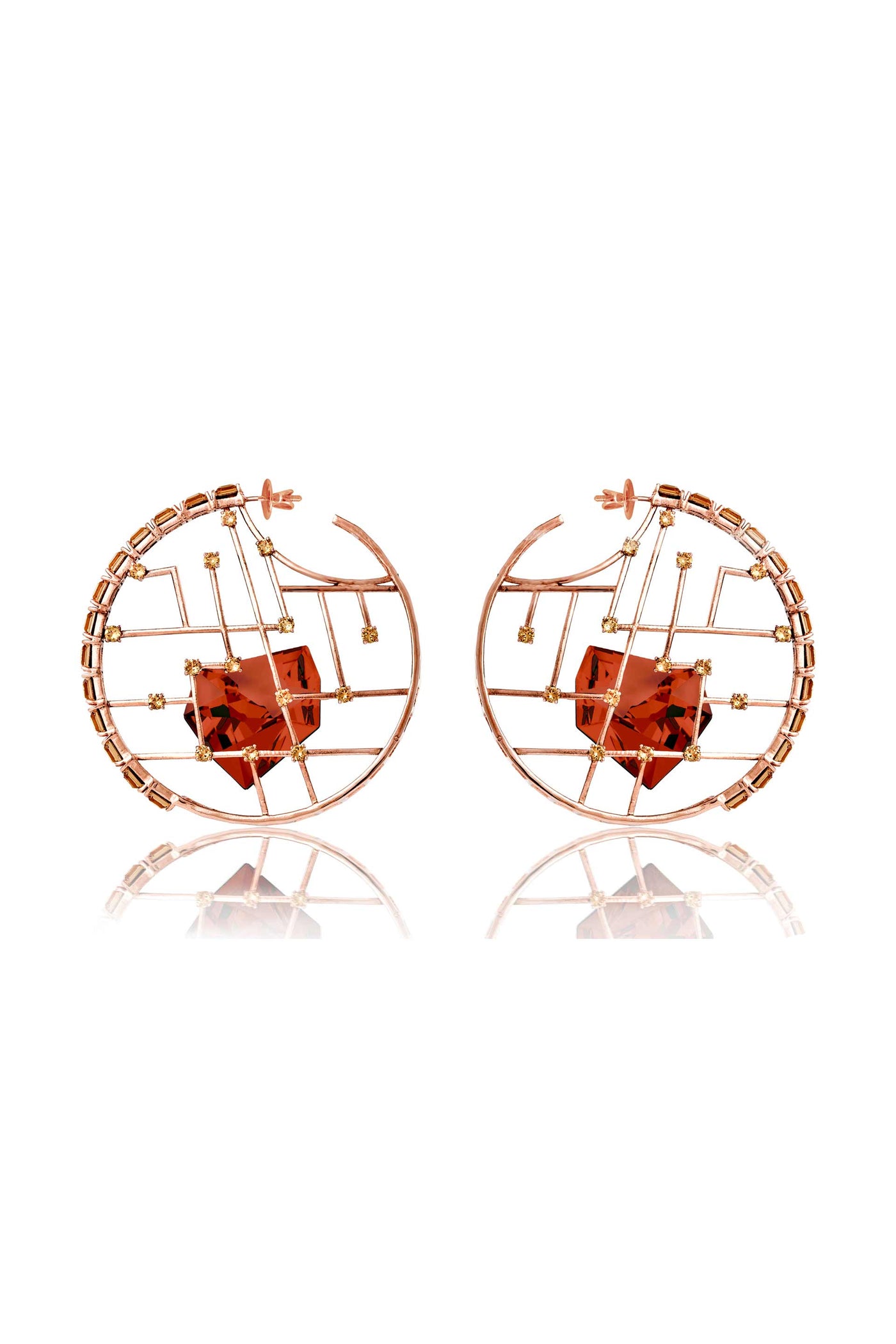Esme Kira Earrings Red rose gold fashion jewellery online shopping melange singapore indian designer wear