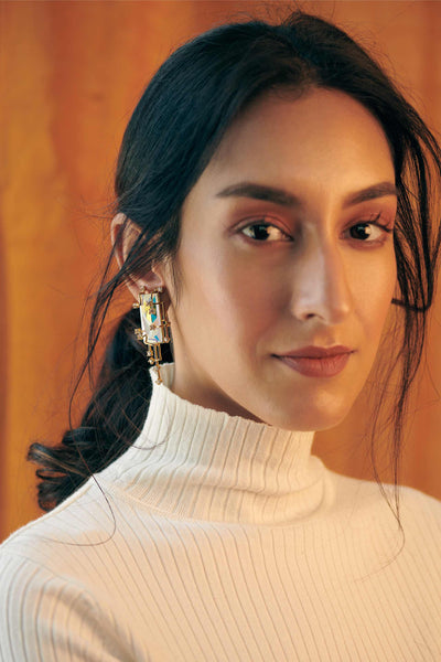 Esme Scintillate Earrings white fashion jewellery online shopping melange singapore indian designer wear
