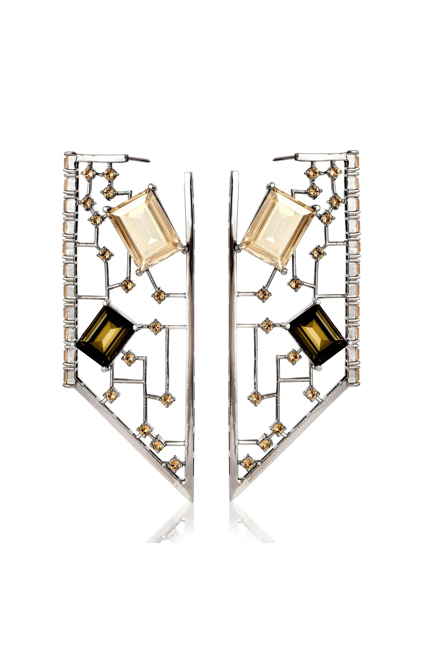 Esme Tapered Earrings gunmetal fashion jewellery online shopping melange singapore indian designer wear