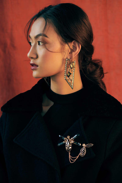 Esme Tapered Earrings gunmetal fashion jewellery online shopping melange singapore indian designer wear