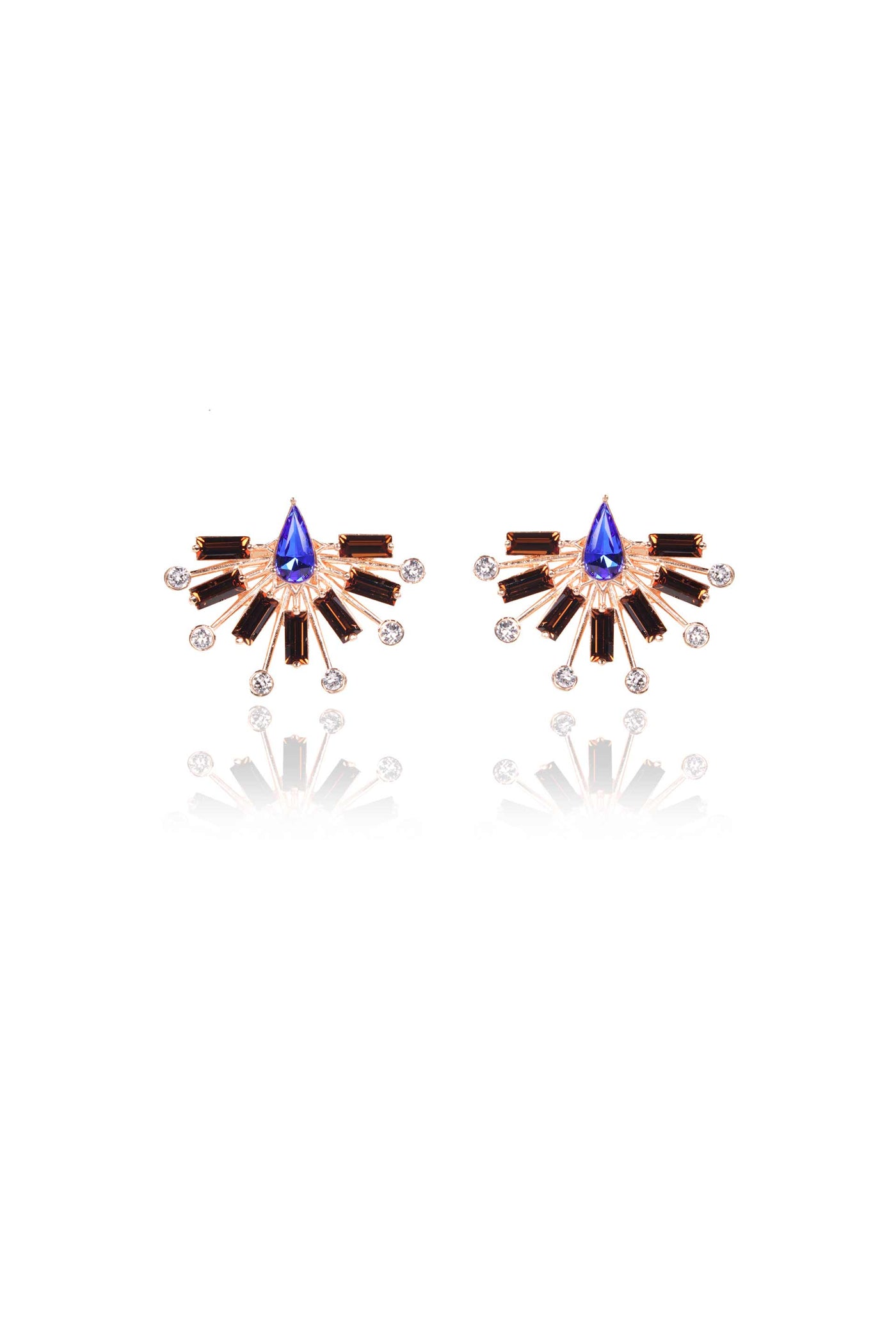 esme bolero earrings blue and brown in rose gold fashion jewellery indian designer wear online shopping melange singapore
