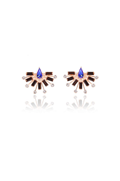 esme bolero earrings blue and brown in rose gold fashion jewellery indian designer wear online shopping melange singapore