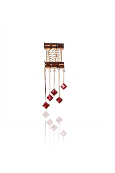 esme cancan earrings brown and red fashion jewellery indian designer wear online shopping melange singapore