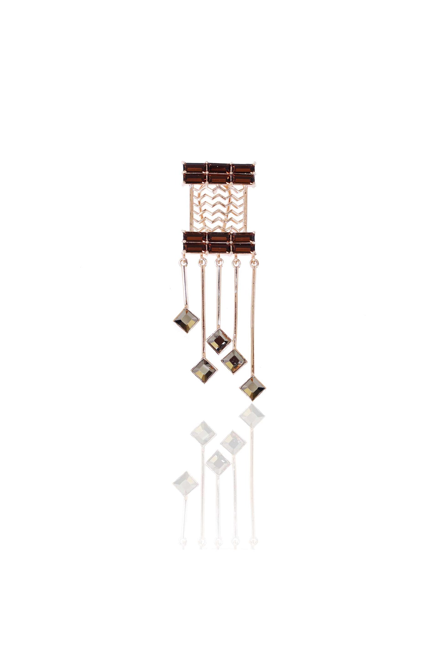 esme cancan earrings brown and metallic grey fashion jewellery indian designer wear online shopping melange singapore