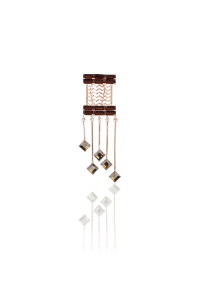 esme cancan earrings brown and metallic grey fashion jewellery indian designer wear online shopping melange singapore