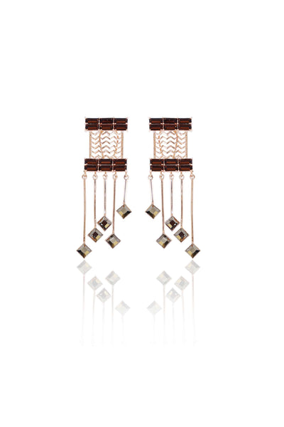 esme cancan earrings brown and metallic grey fashion jewellery indian designer wear online shopping melange singapore