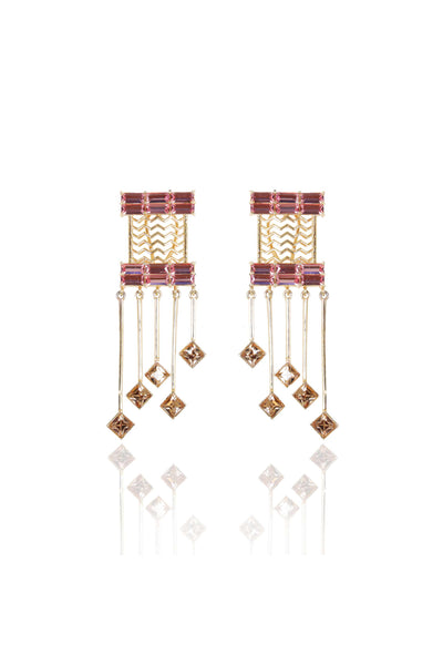 esme cancan earrings pink and gold fashion jewellery indian designer wear online shopping melange singapore